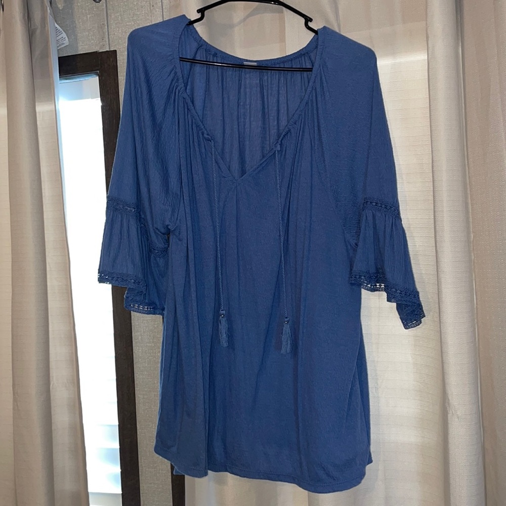 Old navy blue gauze cotton peasant blouse